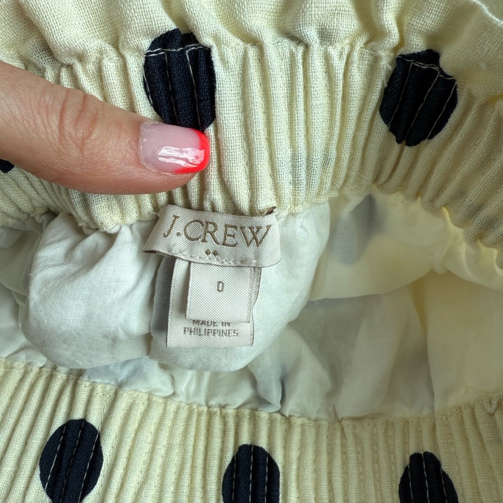 J. Crew Navy and Ivory Smocked Pencil Mini Skirt size 0 - Picture 3 of 3